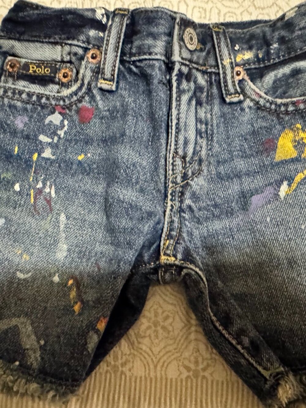 NWOT Paint-splattered jean shorts